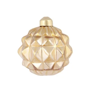 Фото для Украшение елочное шар с рельефом треугольным золотой стеклянный 8см