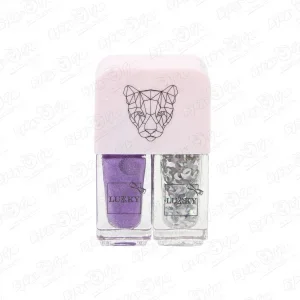 Фото для Лак двойной для ногтей LUKKY фиолетовый и серебряный с блестками