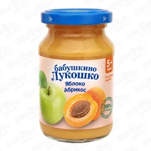 Фото для Пюре Бабушкино Лукошко яблоко-абрикос 190г с 5мес