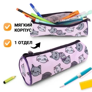 Фото для Пенал JUNGER Кошачьи мордашки розовый