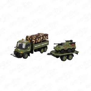 Набор игровой SOLDIER COMBAT 9 грузовик военный с прицепом и бронетранспортером фрикционный