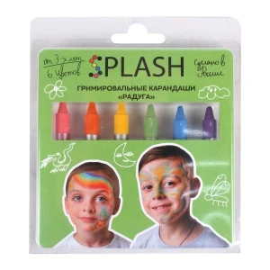 Фото для Аквагрим SPLASH в карандаше Радуга восковые 6цветов