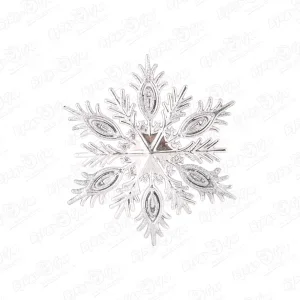 Фото для Украшение елочное Снежинка серебряная глянцевая 11см