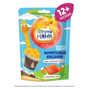Фото для Мармелад ФрутоНяня фруктовые кусочки яблоко-персик 56г