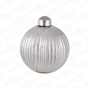 Украшение елочное шар серебряный с рельефом стеклянный 8см