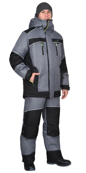 Фото для Костюм "СИРИУС-АРКТИКА" зимний: куртка дл., брюки, ср. серый с черным 