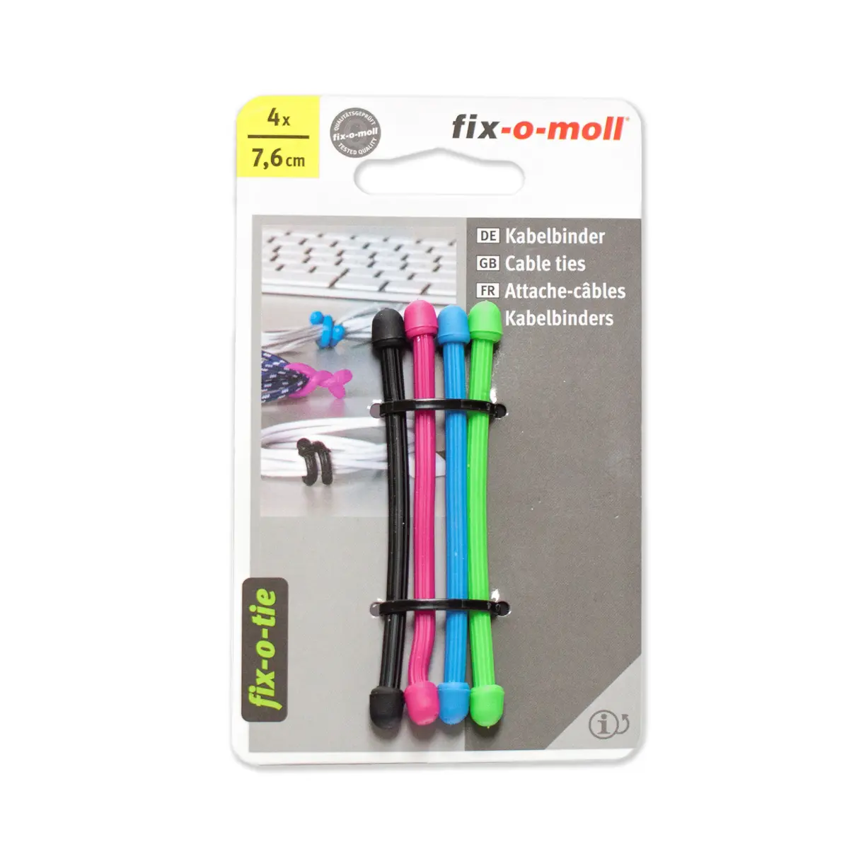 Cтяжки для кабеля цветные 7,6 см (упаковка, 4шт) Fix-o-moll