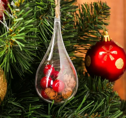 Фото для Новогодняя подвеска с природным декором Капля с шишками