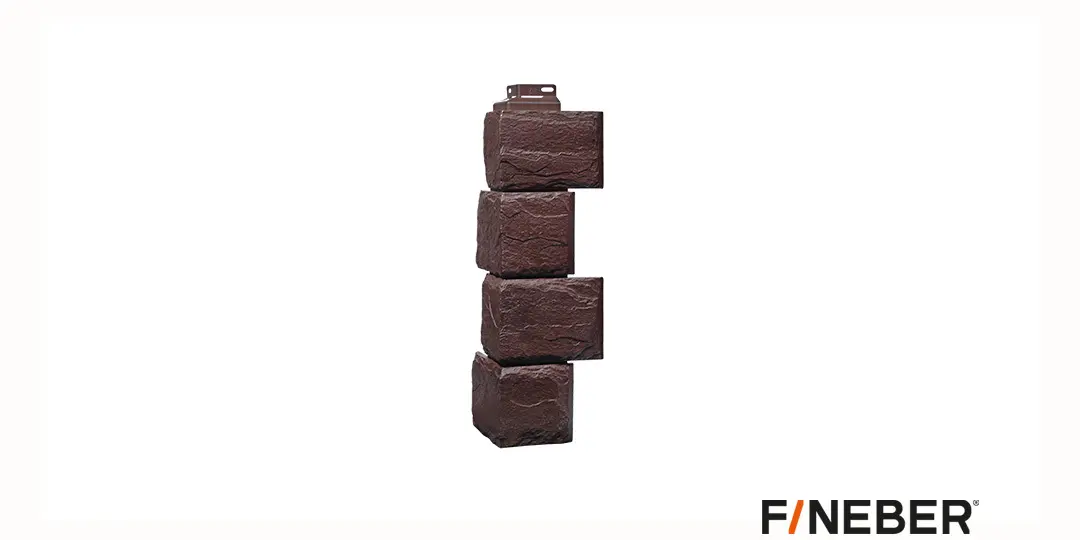 Наружный угол к фасадной панели FineBer Камень природный, коричневый 455*137*137 мм