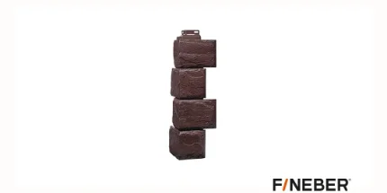 Фото для Наружный угол к фасадной панели FineBer Камень природный, коричневый 455*137*137 мм