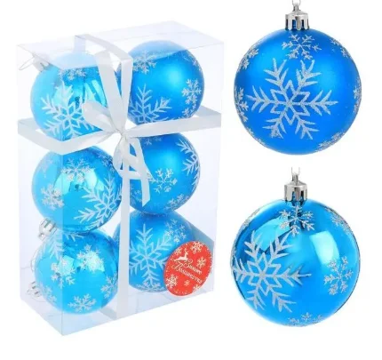 Фото для Набор шаров пластик "Снегопад", голубой, 6 шт, d-7 см