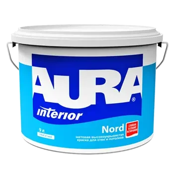 Фото для Краска в/д для стен и потолков матовая "Aura Nord" 0,9 л ЭСКАРО