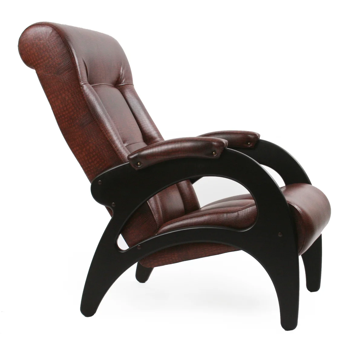 Кресло для отдыха Неаполь Модель 9 без лозы (Орех-эмаль/Экокожа коричневый Антик крокодил)
