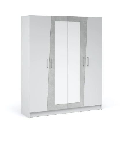 Фото для Шкаф Антария 4-х дверный без зеркал (Белый жемчуг/Ателье светлый)