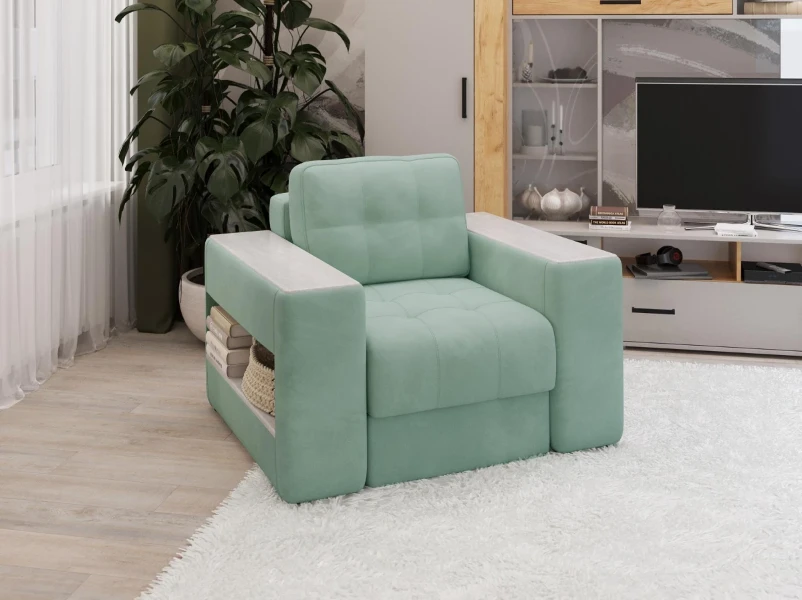 Фото для Кресло Доро (Мятный/Холст белый)