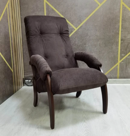 Фото для Кресло для отдыха Консул Модель 61 (Орех-эмаль/Ткань коричневая Verona Wenge)