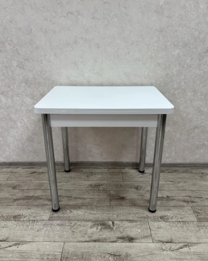 Фото для Стол обеденный Д17 раскладной (Белый текстурированный/Опоры хром)