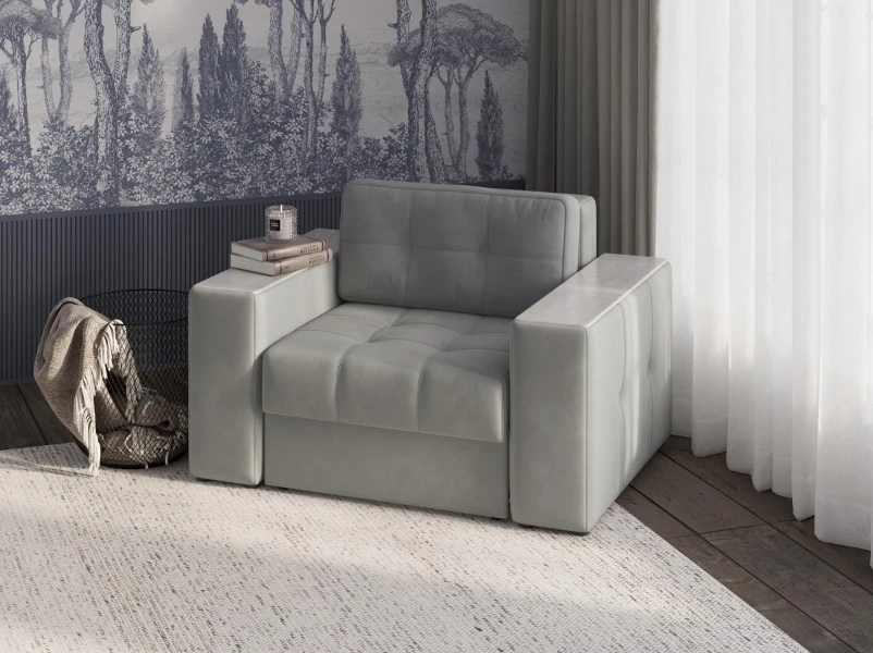 Фото для Кресло-кровать Виконт (Светло-серый/Холст белый)