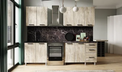 Фото для Кухня Нагано 2,0 (Дуб юкон/Столешница Мраморный берег)