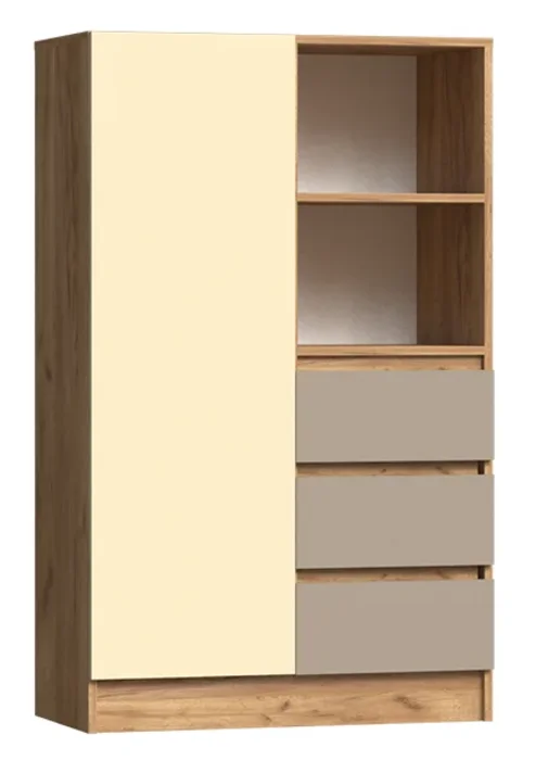 Челси Color Шкаф комбинированный (Слоновая косты/Глиняный серый/Дуб крафт) 800 мм