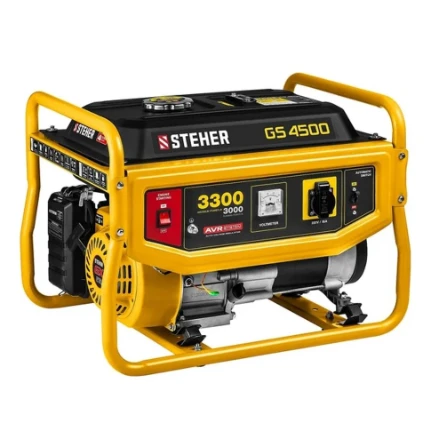 Фото для Генератор 3,3 кВт, бензиновый, 220В, 15л, ручной пуск GS-4500 - Steher