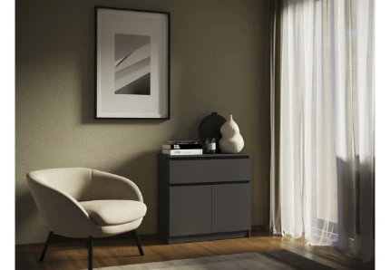Фото для Челси Комод 800 1 ящик 2 двери (Графит, Графит) МИФ