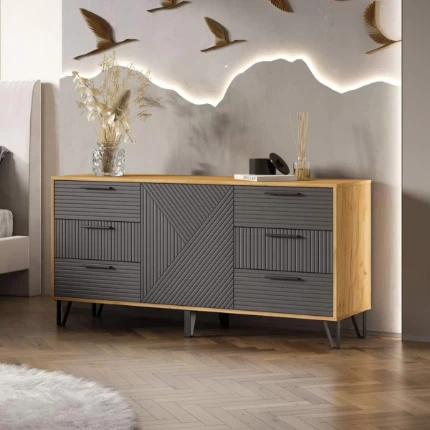 Фото для Флэш Комод 1500 (Браш Графит / Дуб Крафт) МИФ