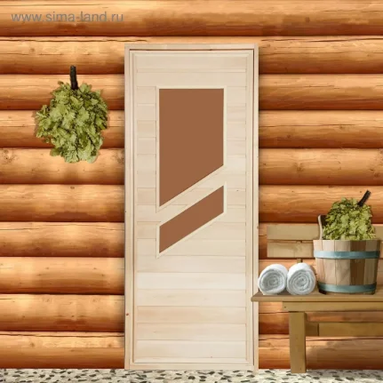 Фото для Дверь для бани со стеклом "Стекло", 190×80см 2681442