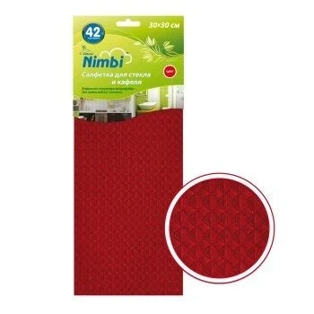 Фото для Салфетка «Kolibriya» Nimbi-42 Дом-Офис, Вафельная 30х30см, для Стекол, Красная