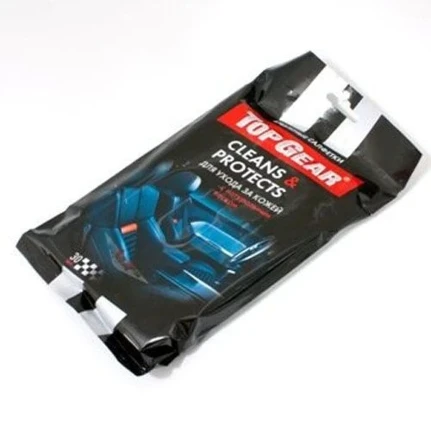 Фото для Салфетки влажные Top Gear для ухода за кожаным салоном, пакетная уп.25шт