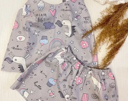 Фото для Пижама женская шорты топ премиум хлопок принт