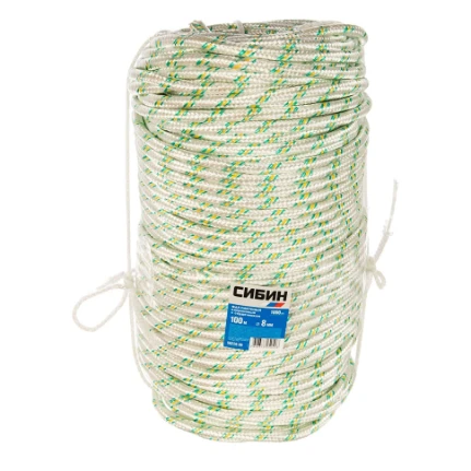 Фото для Фал плетеный 8,0мм х 100м,16-прядный, с капроновым сердечником (1000 кгс) - Сибин