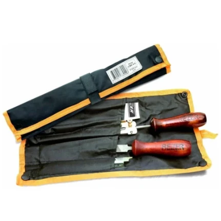 Фото для Набор для заточки пил 4,0мм (тол. звена 1,1-1,3мм, напильник плоский, шаблон, калибр) в сумке- Rezer