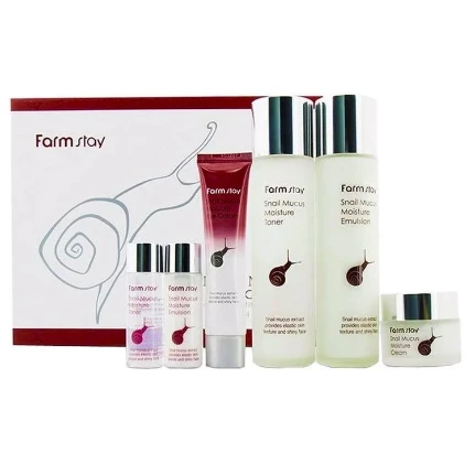 Фото для Набор средств с экстрактом улитки FARMSTAY Snail Mucus Moisture Skin Care 4 Set