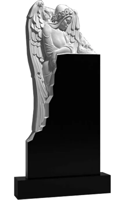 Фото для Гранитные памятники вертикальные резные черные ВАР-260 "Ангел" (премиум-класс)