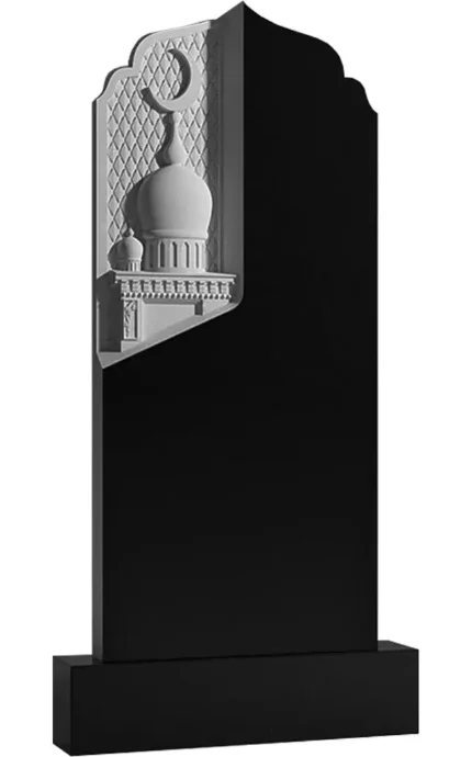 Фото для Мусульманские памятники из гранита вертикальные резные черные ВАР-91 (премиум-класс)