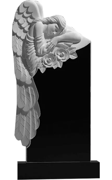 Фото для Гранитные памятники вертикальные резные черные ВАР-250 "Ангел" (премиум-класс)
