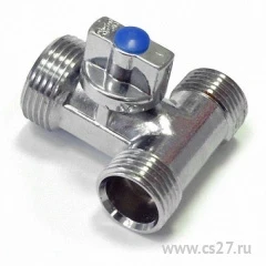 Фото для Кран-тройник шаровый НР1/2" х НР3/4" х НР1/2" для подключ стиральной машины