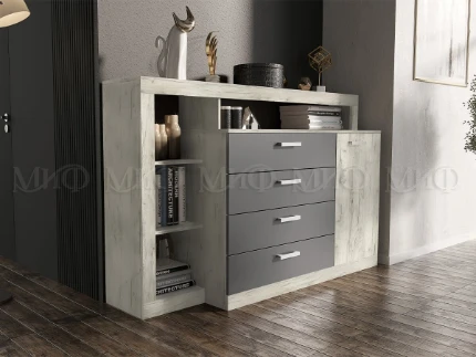 Фото для Ангара Комод (2УПК) 1602*в1040*476 (Ф.Графит/Дуб Крафт Белый/К.Дуб Крафт Белый )