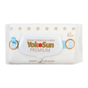 Фото для Влажные салфетки YokoSun Premium Био 62шт с 0мес