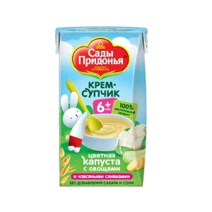 Фото для Крем-суп Сады Придонья цветная капуста с овощами и овсяными сливками 125г с 6мес