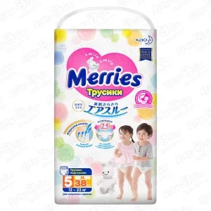 Подгузники-трусики Merries XL 12-22кг 38шт