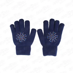 Перчатки Lanson Kids со снежинкой из страз синие