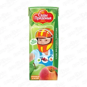Сок Сады Придонья яблоко-персик с мякотью 125мл с 5мес