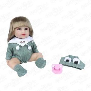 Фото для Кукла Lanson Toys русая в зеленом костюмчике с шапочкой и соской 34см