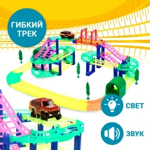 Фото для Трек Lanson Toys светящийся в темноте с джипом с мостом световые и звуковые эффекты