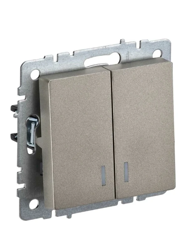 
Выключатель 2-кл. СП BRITE ВС10-2-1-БрШ 10А с инд. шампань IEK BR-V20-1-10-K37