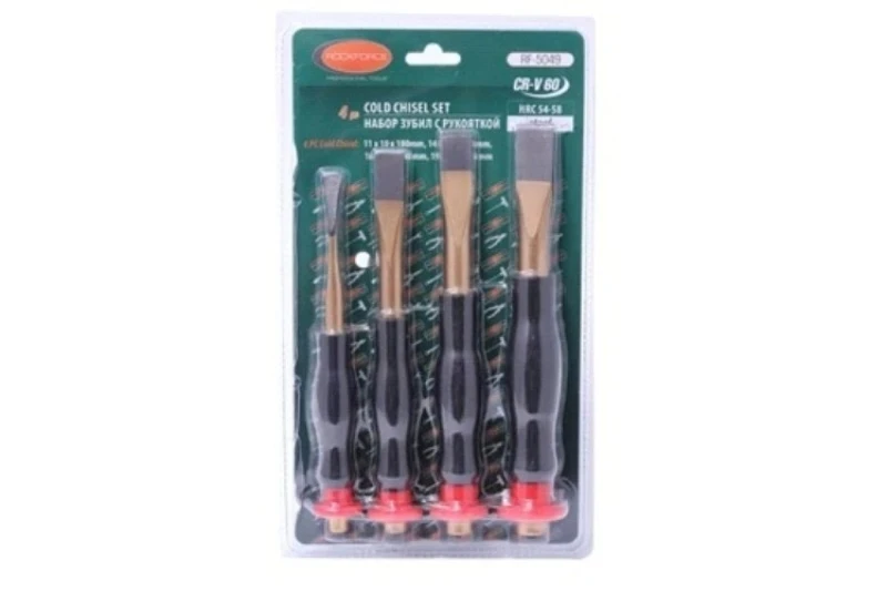 Фото для Набор зубил 4пр. с эргономическими рукоятками (19х205, 16х200, 14х190, 11х180мм), ROCKFORCE RF-5049
