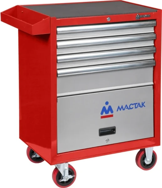 Фото для Тележка инструментальная серии «ПРИМА», 4 полки и отсек, красная МАСТАК 522-04581R